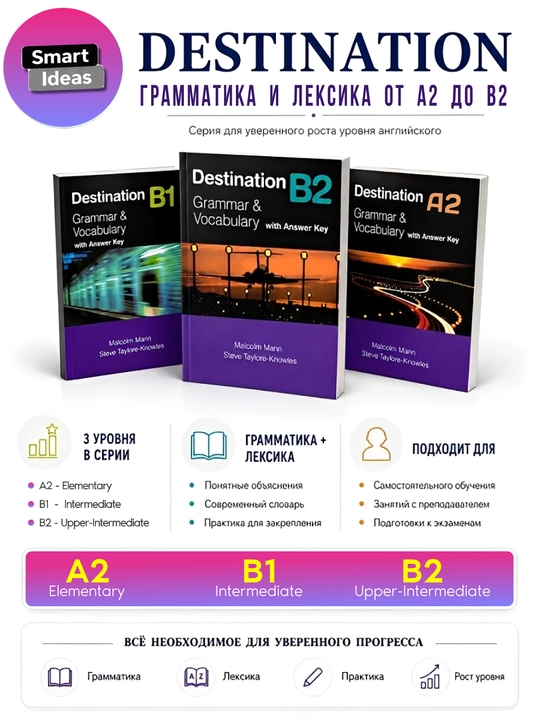 Destination A2, B1, B2 Grammar & Vocabulary, с ответами, мягкий переплёт, 255 страниц - 