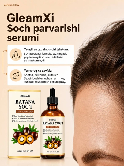 BATANA yog`i- soch parvarishi uchun, soch to`kilishiga qarshi, oziqlantiruvchi  yog`