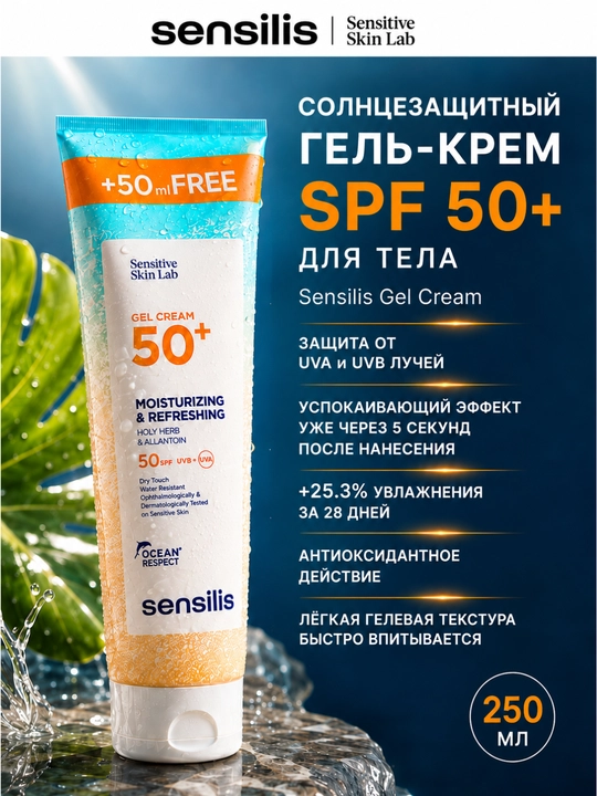 Солнцезащитный гель-крем для тела SPF 50+ Sensilis Gel Cream 250 мл - 