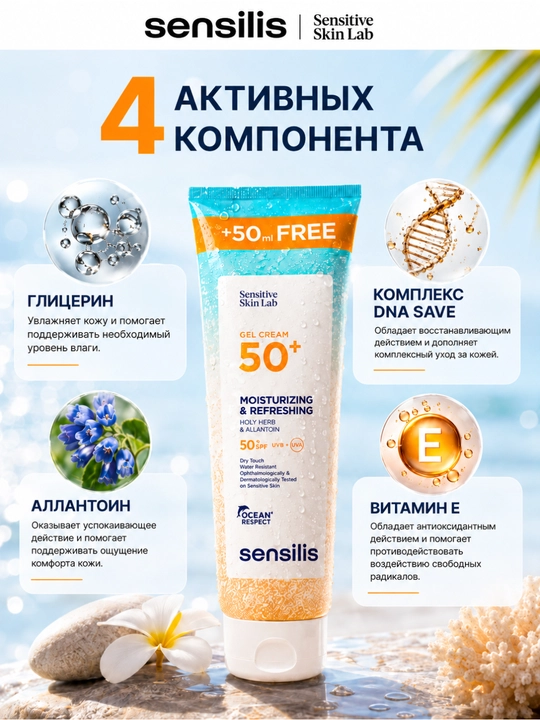Солнцезащитный гель-крем для тела SPF 50+ Sensilis Gel Cream 250 мл