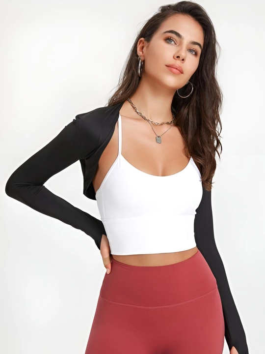Ayollar uchun uzun yengli sport bolero, fitnes va mashg'ulotlar uchun