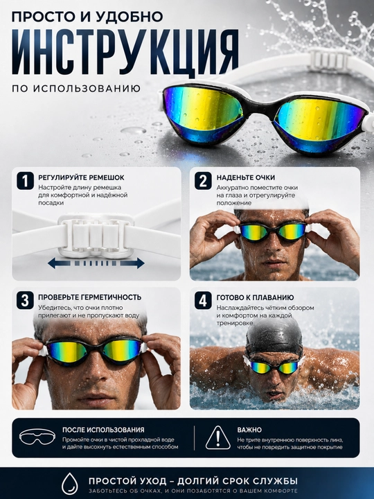 Плавательные очки, для бассейна, спортивные