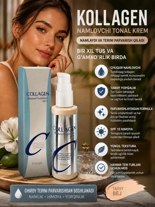 Namlovchi kollagenli tonal krem