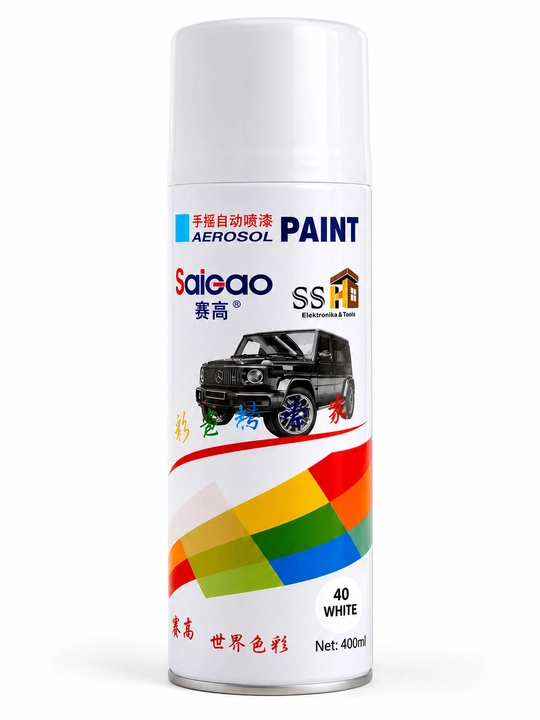 Saigao Aerosol Paint - Универсальная акриловая аэрозольная краска 400мл, Белый цвет