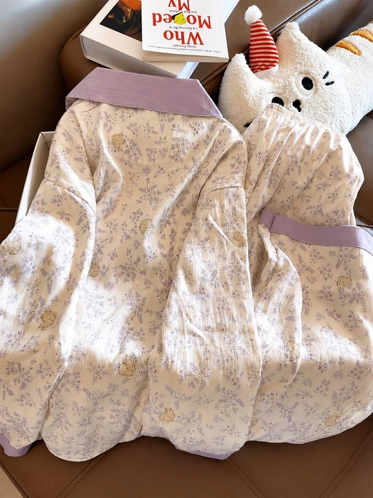 Ayollar uchun uzun yengli uzun shimli pijama – kuz, qish va bahor uchun