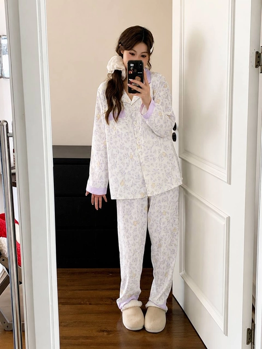 Ayollar uchun uzun yengli uzun shimli pijama – kuz, qish va bahor uchun