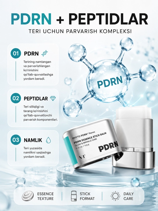 VT Cosmetics PDRN Essence Stick Balm – Keramidli Lifting Effektli Stick Balzam, 9.5 g - 