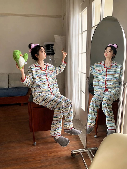 Ayollar uchun uzun yengli uzun shimli pijama – kuz, qish va bahor uchun