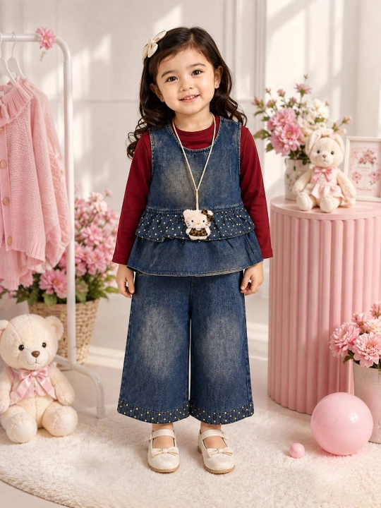 Детский костюм, 2-6 лет, джинсовый комплект, одежда для девочки, деним