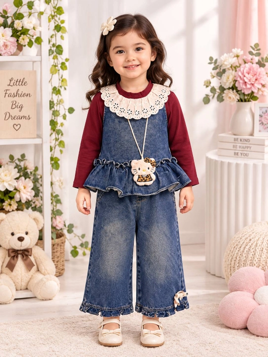 Детский костюм, 2-6 лет, джинсовый комплект, одежда для девочки, деним