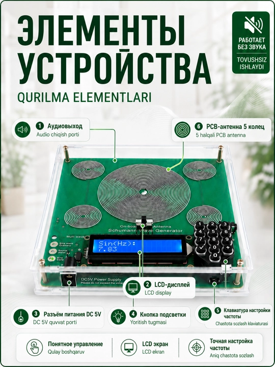 Shuman generatori 7,83 Gts, 0,01–100 000 Gts, dam olish, meditatsiya va uyqu uchun