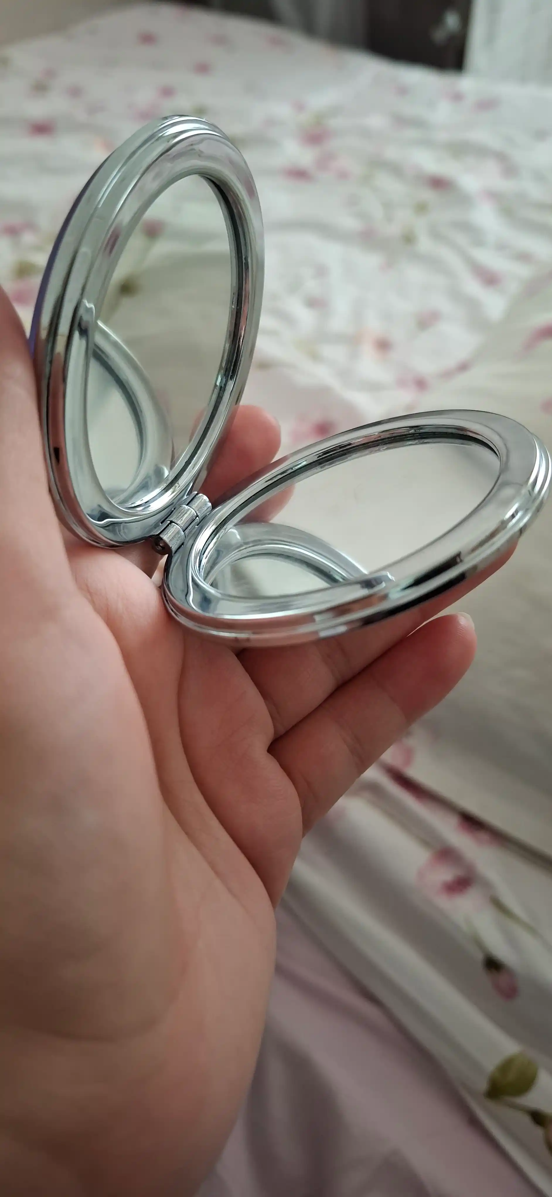 Kosmetik ko'zgu, makiyaj uchun cho'ntak oynasi, 2 tomonli, tahlanadigan