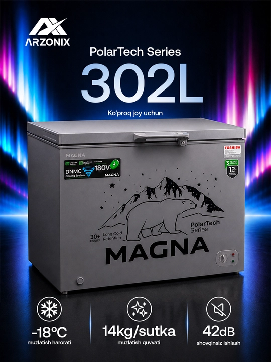 Sig'imli gorizontal muzlatgich Magna MF302, hajmi 302 L