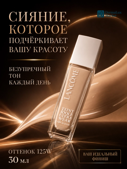 Yengil qoplamali va tabiiy yaltiroq qoplamali Lancôme Teint Idole tonal asosi, 30 ml