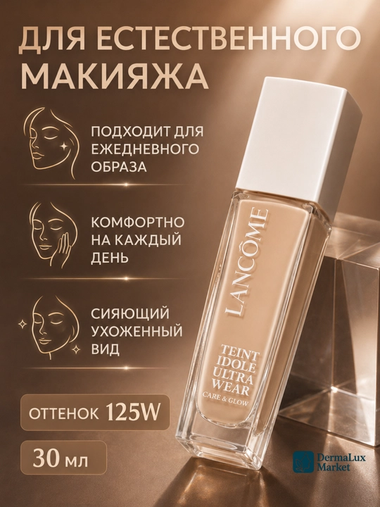 Yengil qoplamali va tabiiy yaltiroq qoplamali Lancôme Teint Idole tonal asosi, 30 ml