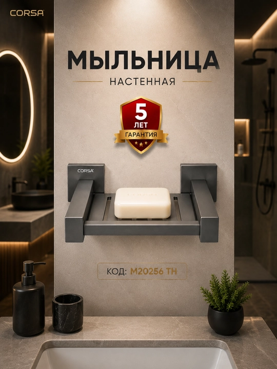 Sovun qo'ygich, zanglamas metalldan, 4 xil rangda CORSA Premium - 