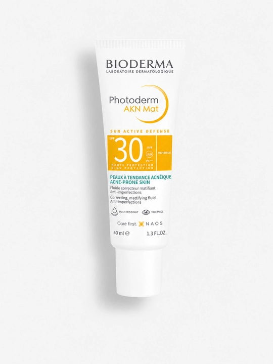 Yuz uchun quyoshdan himoyalovchi jilosiz emulsiya bioderma photoderm акн мат spf30 40 ml - 