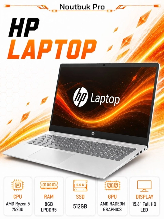 Ноутбук HP LAPTOP, AMD Ryzen™ 5 7520U, RAM 8 GB LPDDR5, 512 GB SSD, 15.6″ Full HD LED - 