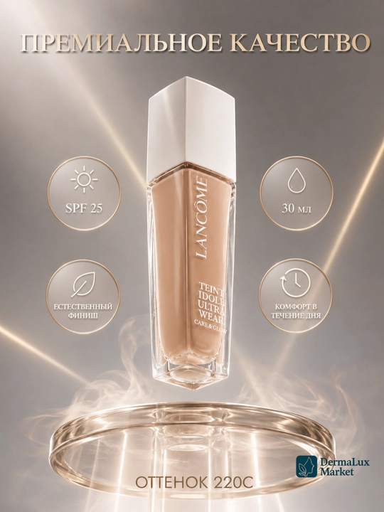Yengil qoplamali va tabiiy yaltiroq qoplamali Lancôme Teint Idole tonal asosi, 30 ml