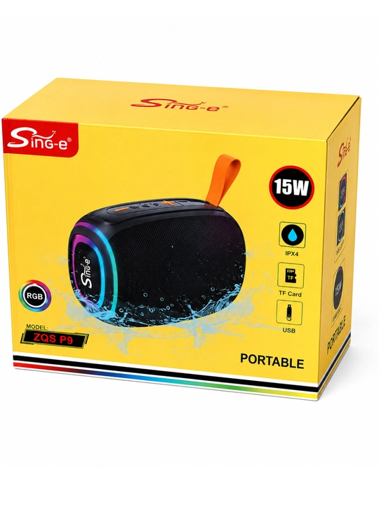 Колонка Bluetooth беспроводная портативная Sing-e ZQS P9, 15 Вт, RGB-подсветка, IPX4