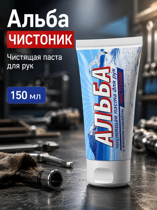 Qo‘llar uchun krem, qo‘llarni turli bo‘yoqlar va moylardan tozalash vositasi, Alba, 150 ml - 