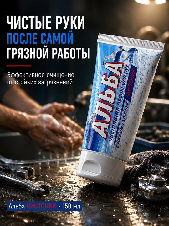 Крем для рук, средство для очистки рук, от различных красок и масел, Альба, 150 мл