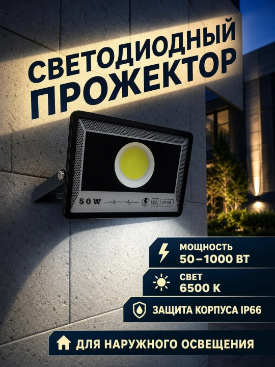 Svetodiodli projektor LED ER-BOS 50W–1000W, 6500K, 165–265V