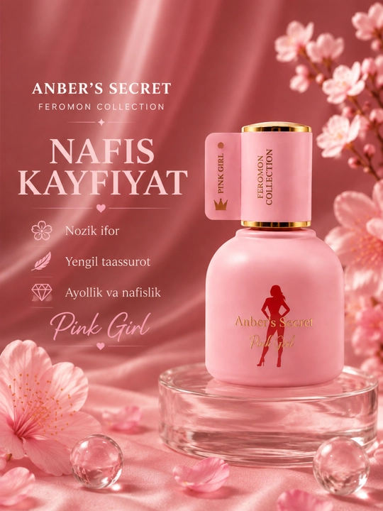 Ayollar uchun mini atir Anber’s Secret, yoqimli va nafis hid