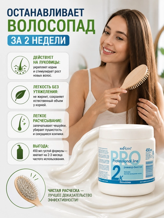 Balzam Bielita Professional Line, Revivor-Biostop soch to'kilishiga qarshi 2K, 450 ml - 