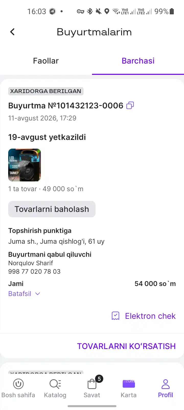 Portativ mini-konditsioner, namlagich, tozalagich va mini ventilyator, 3 tasi 1 da