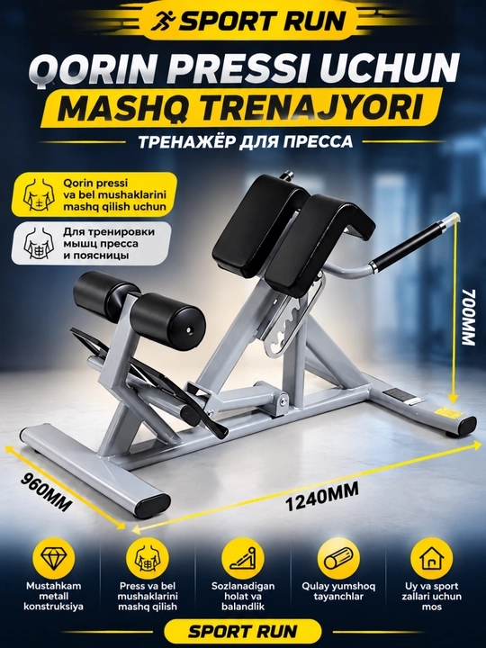 Qorin pressi uchun mashq trenajyori (skameyka) - 