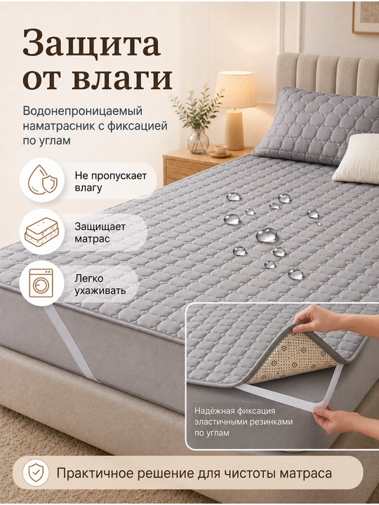 Suv o'tkazmaydigan matras himoyachisi 90×200/180×200 sm, burchak rezinkali