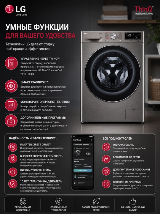 Стиральная машина автомат LG F2V5PS2S // F2V5PS0W 8 кг