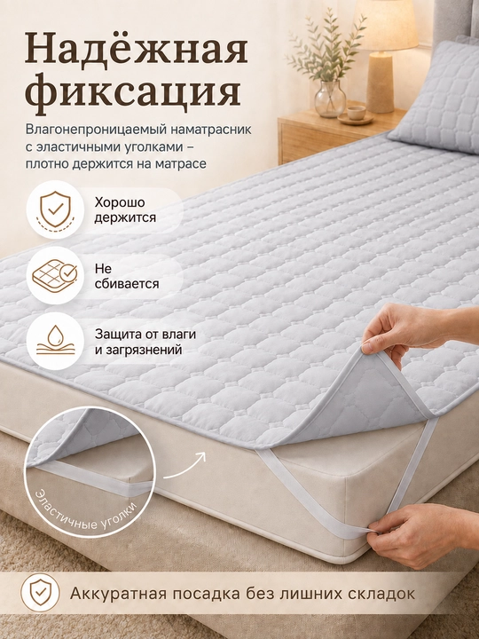 Suv o'tkazmaydigan matras himoyachisi 90×200/180×200 sm, burchak rezinkali