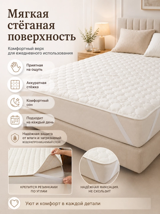 Suv o'tkazmaydigan matras himoyachisi 90×200/180×200 sm, burchak rezinkali