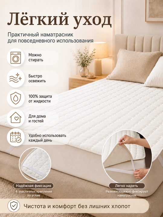 Suv o'tkazmaydigan matras himoyachisi 90×200/180×200 sm, burchak rezinkali