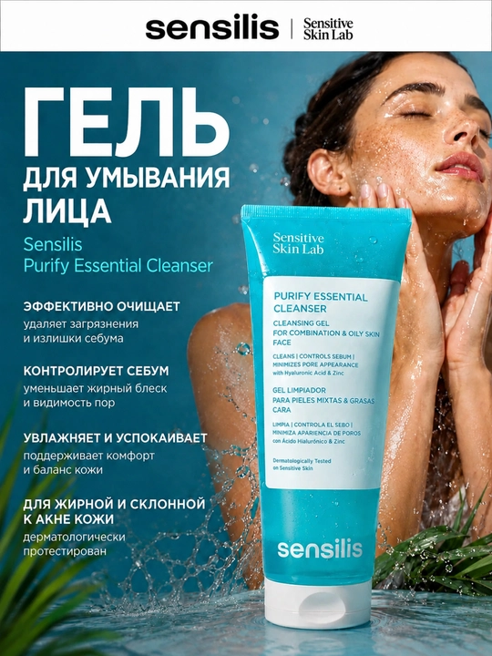 Гель для умывания лица Sensilis Purify Essential Cleanser 100 мл - 