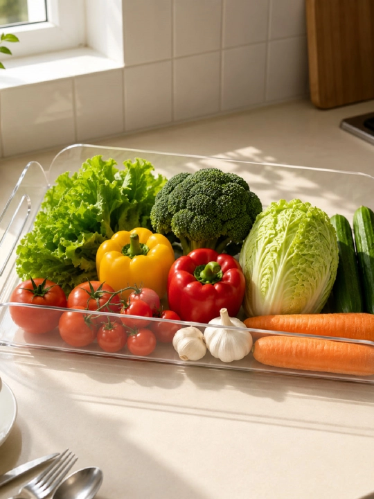 Прозрачный акриловый контейнер для хранения продуктов, фруктов и овощей