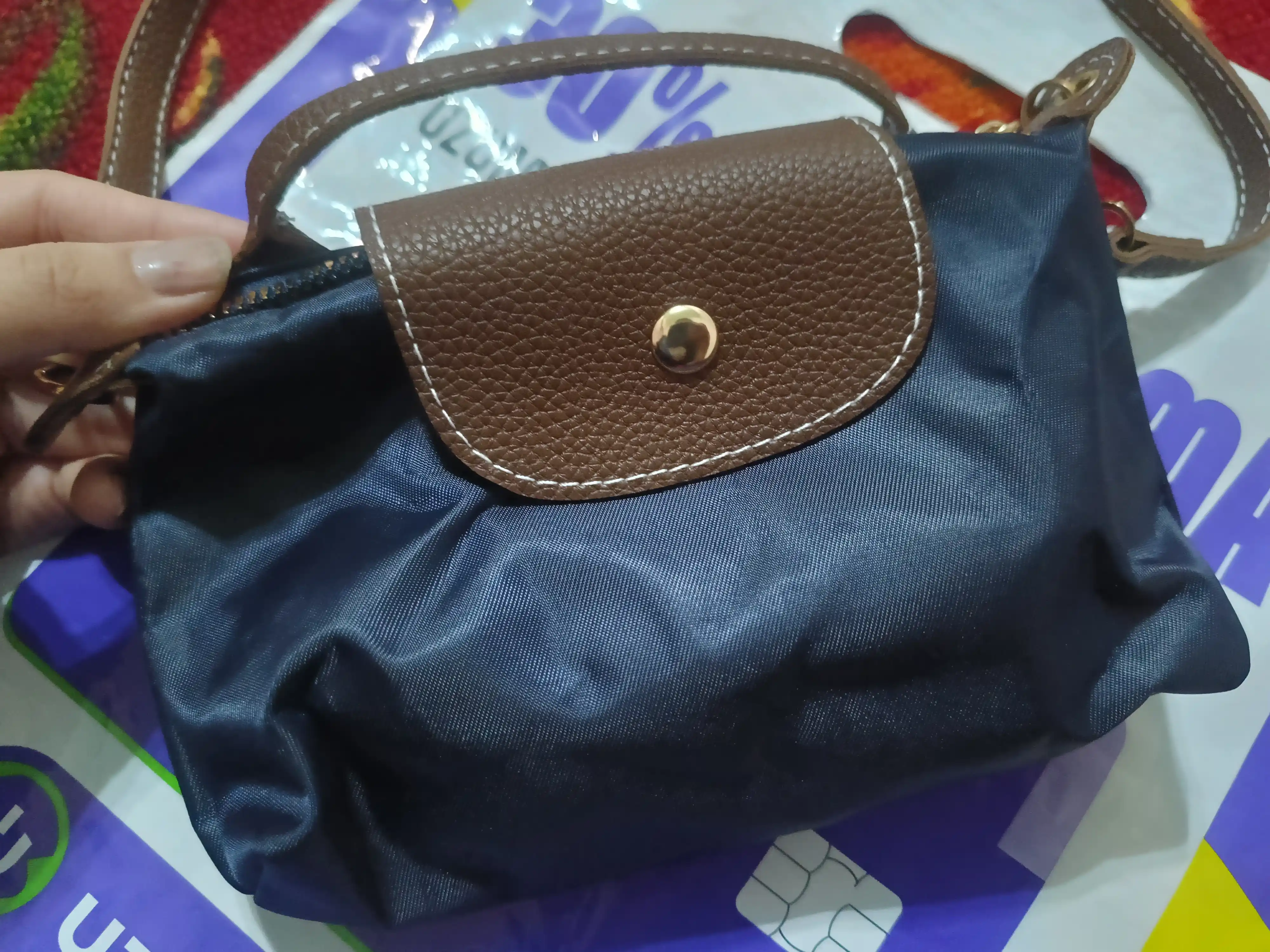 Sumka ayollar uchun, mini Longchamp uslubida, kichkina krossbodi sumka-kosmetichka