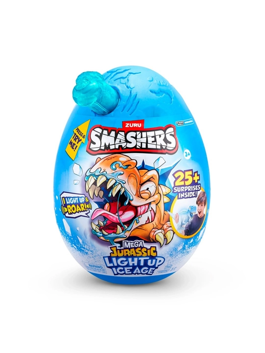 Игровой набор-сюрприз Smashers Dino Ice Age Light Up Mega Egg, фигурка динозавра - 