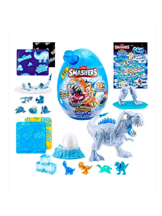 Игровой набор-сюрприз Smashers Dino Ice Age Light Up Mega Egg, фигурка динозавра