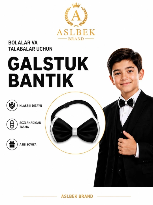 # Bolalar uchun bantik-babochka, qizlar va o‘g‘il bolalar uchun, qora va to‘q ko‘k - 