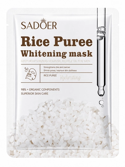 Sadoer Whitening— тканевая маска для лица с экстрактом риса, увлажняющая и осветляющая