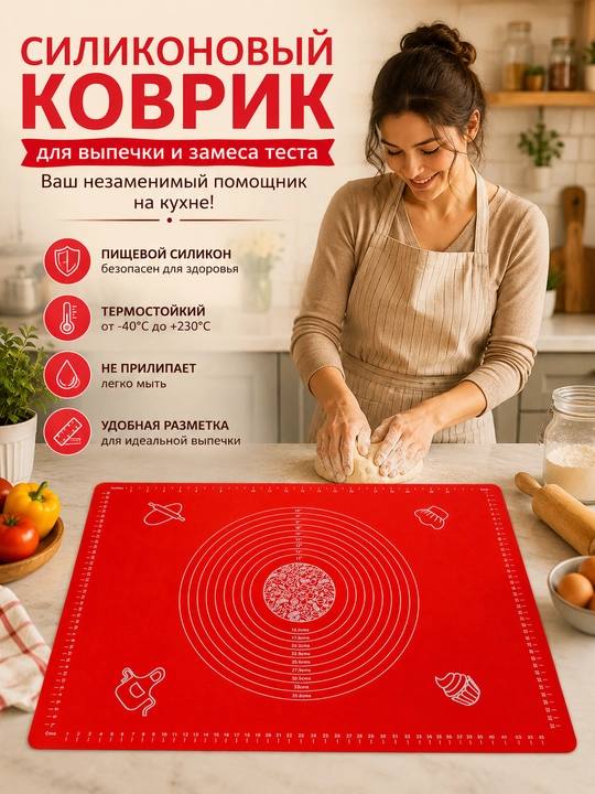 Силиконовый коврик для теста, коврик для выпечки, коврик для теста - 