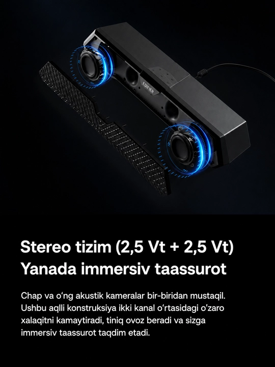 Edifier MG250 – Игровой Bluetooth 5.3 RGB калока саундбар, USB, 5 Вт RMS
