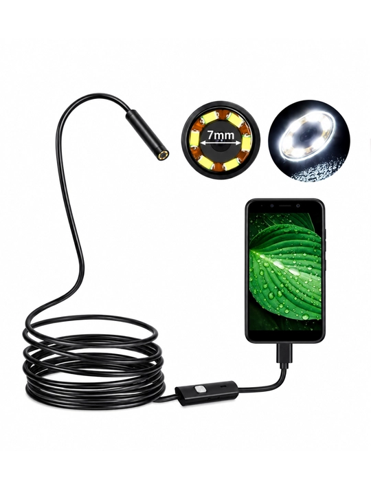 Endoskop kamera 7mm, smartfon uchun LED yoritgichli (2m) - 