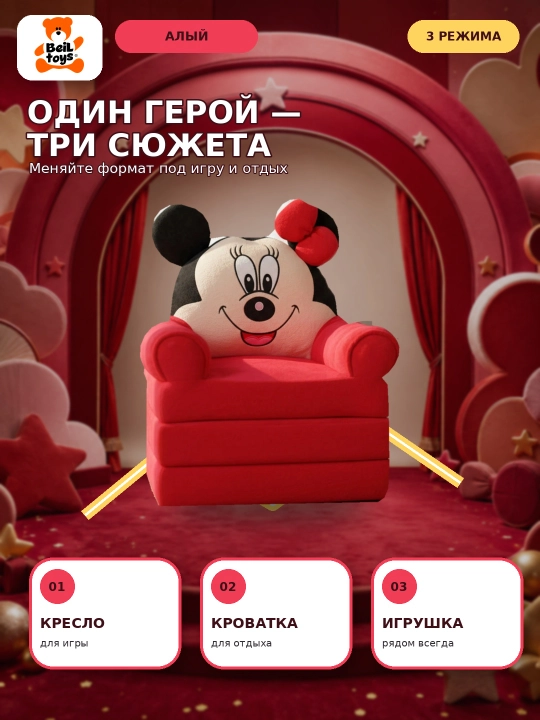 Мягкое кресло, детский диван, детская сидушка, Стич, Хелло Китти, Микки Маус, Авакадо