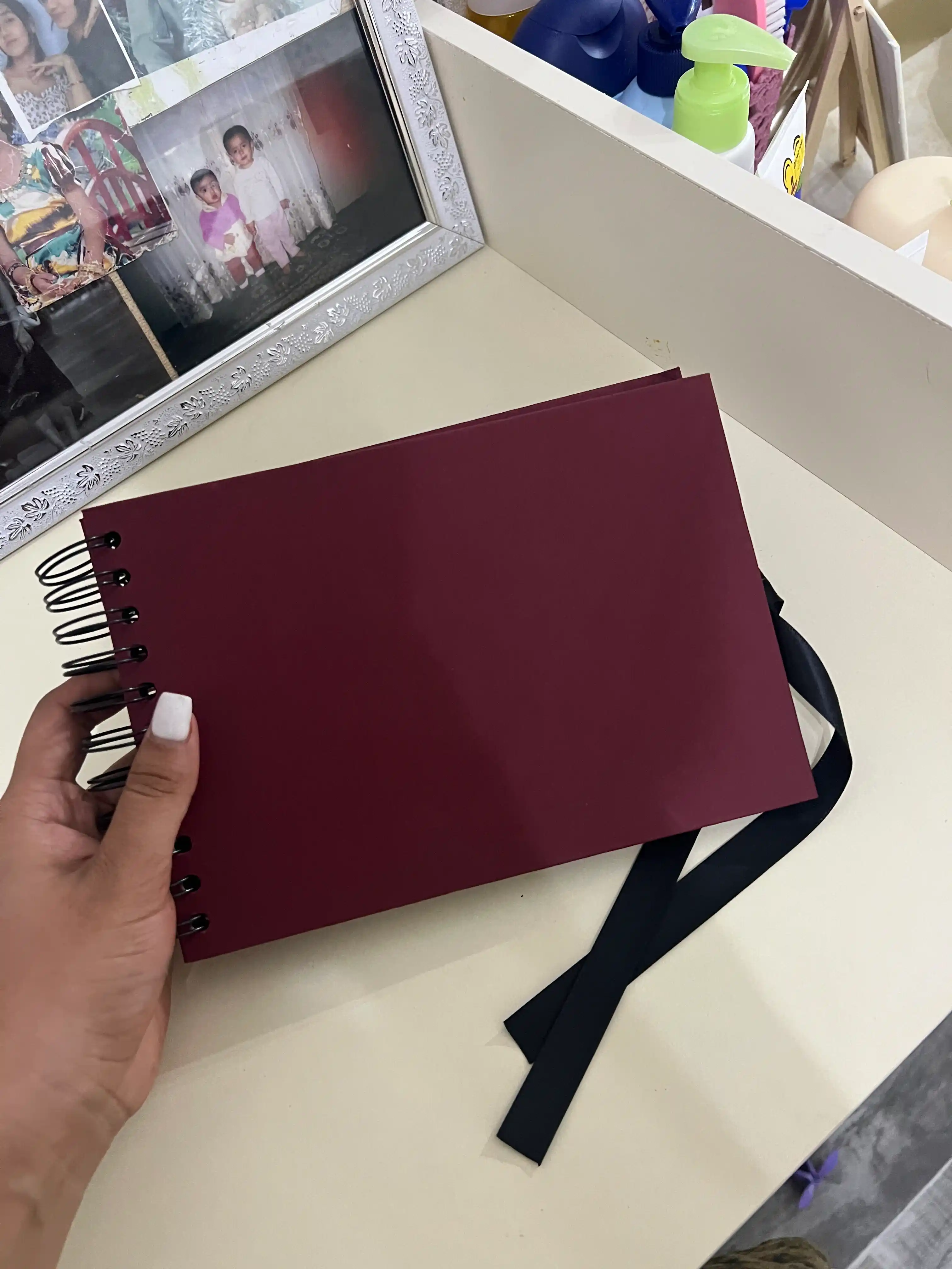 Bolalar, oila, to'y uchun fotoalbom, rasmlar uchun albom, sketchbuk, qora varaqlar bilan