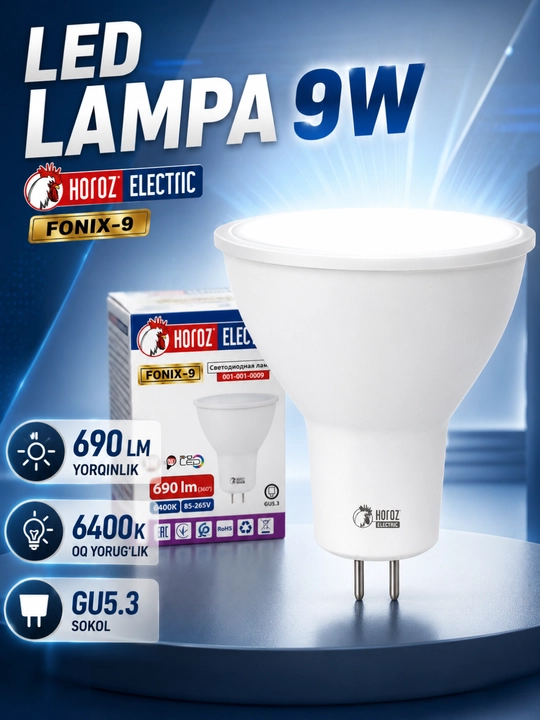 LED lampa Horoz Electric FONIX-9, GU5.3 sokolli lampochka - 
