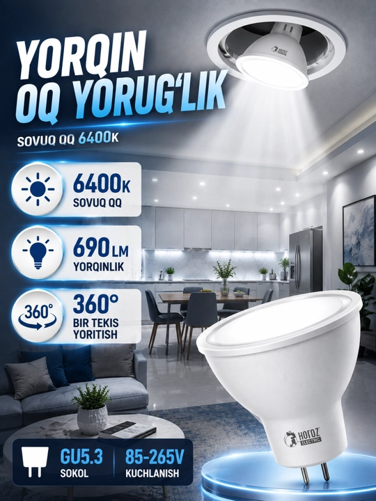 LED lampa Horoz Electric FONIX-9, GU5.3 sokolli lampochka